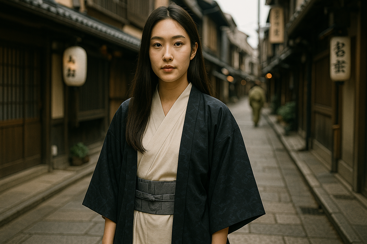 Femme qui porte un haori moderne