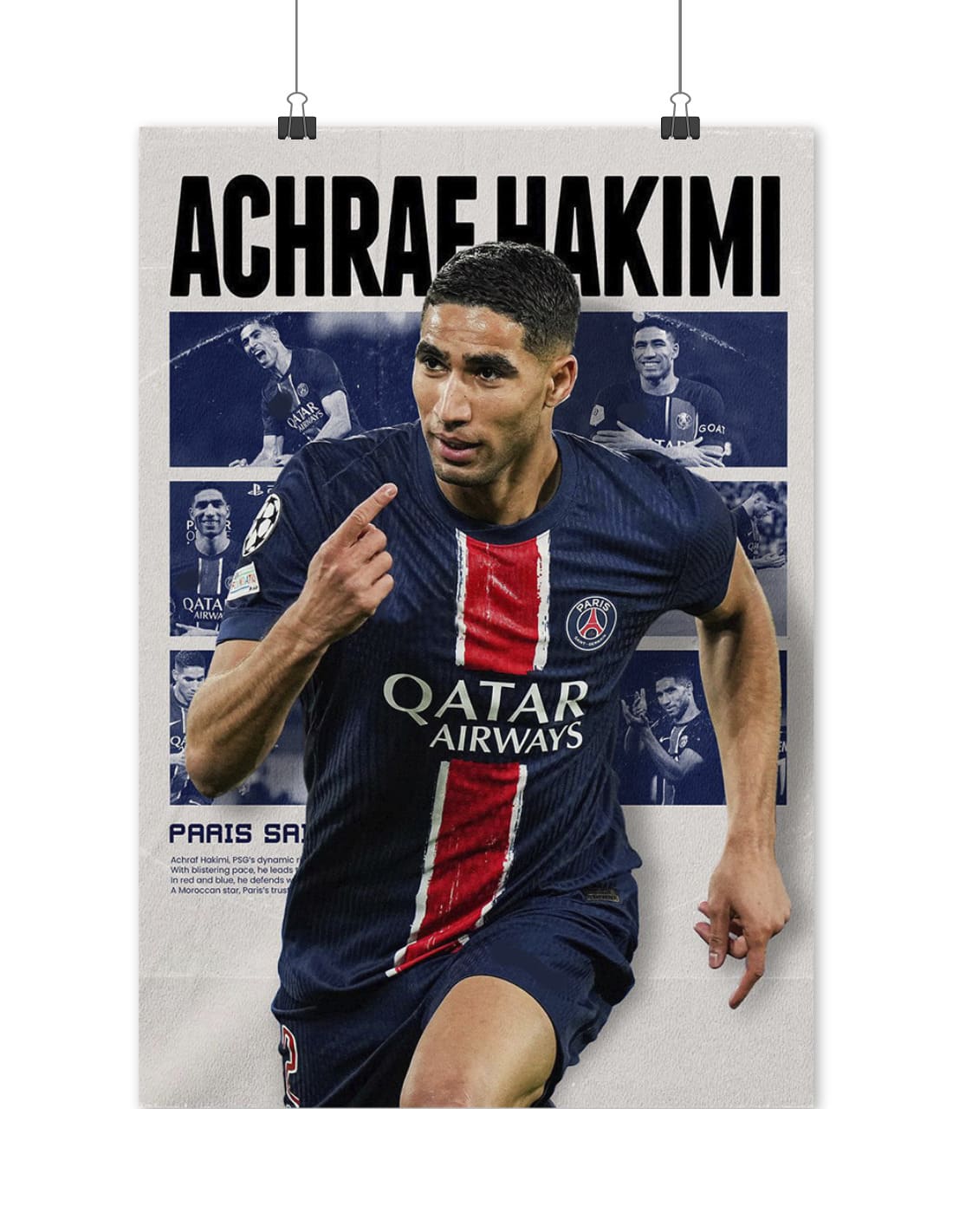 poster footballeur achraf hakimi psg