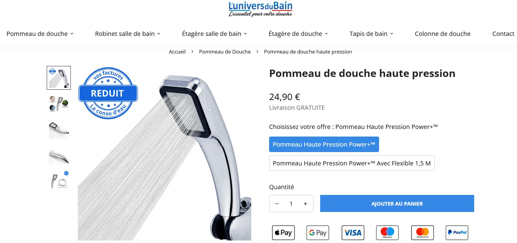 pommeau de douche haute pression