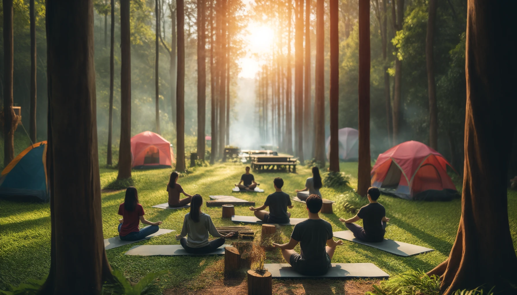 camping et yoga en foret