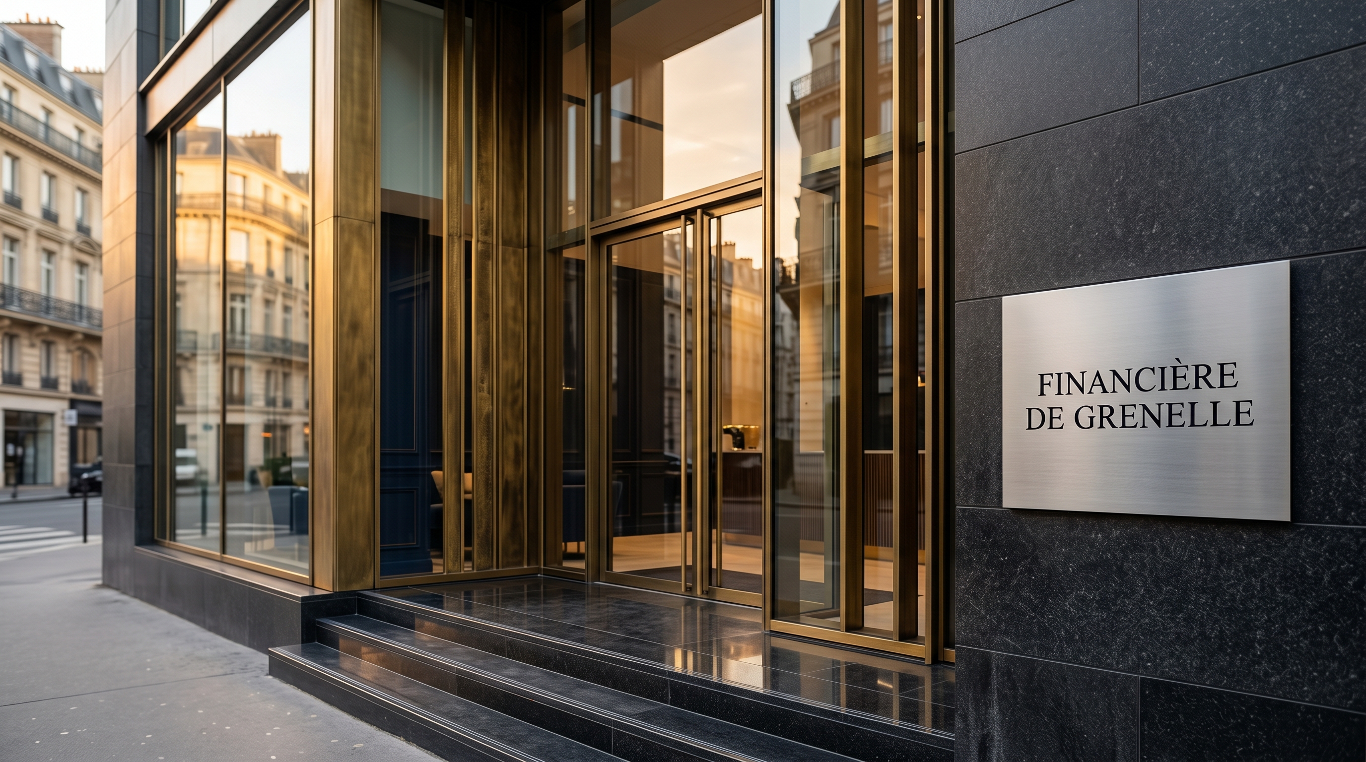 Fa&ccedil;ade institutionnelle de la Financi&egrave;re de Grenelle au 91 B Rue de Londres au Touquet-Paris-Plage, si&egrave;ge du family office