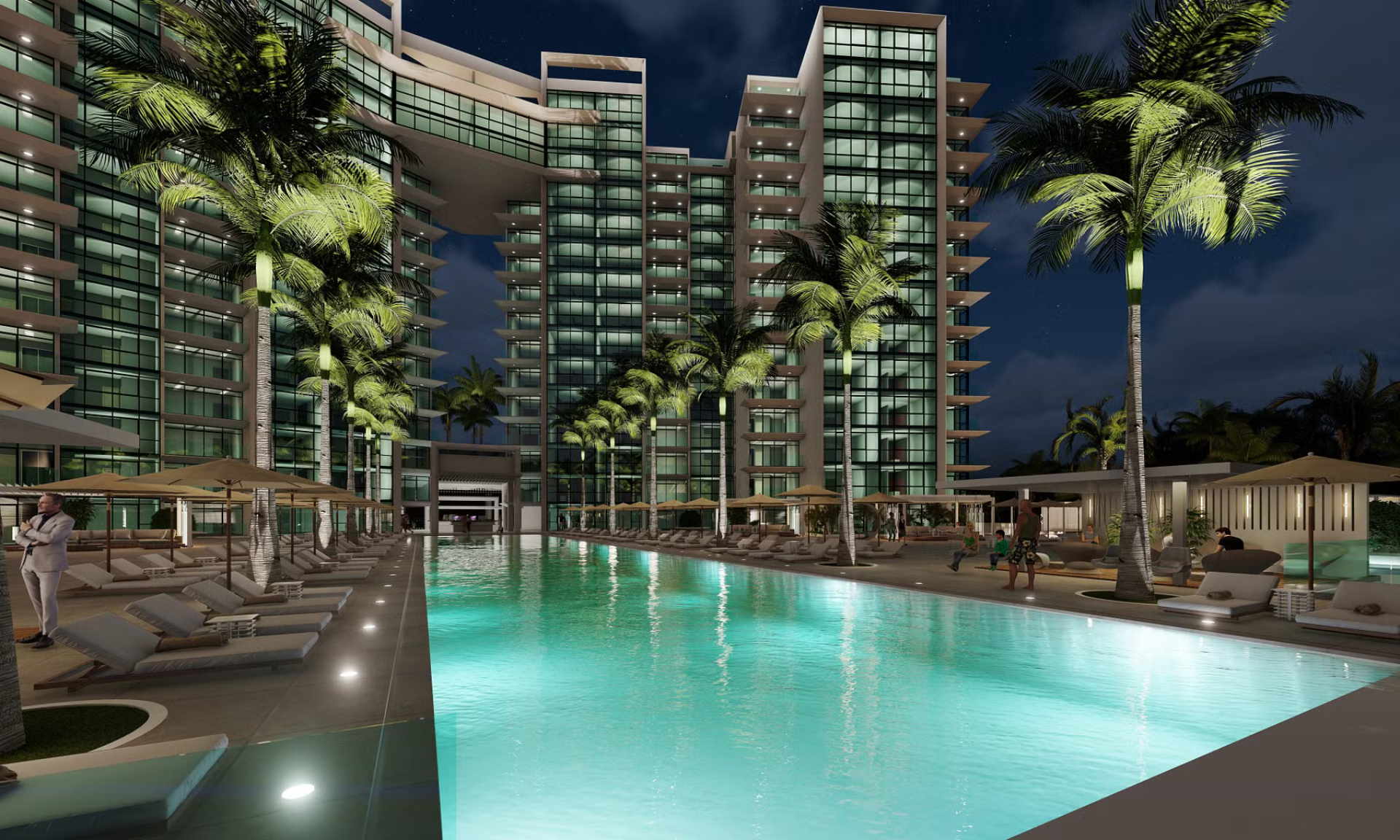 un complexe immobilier de nuit