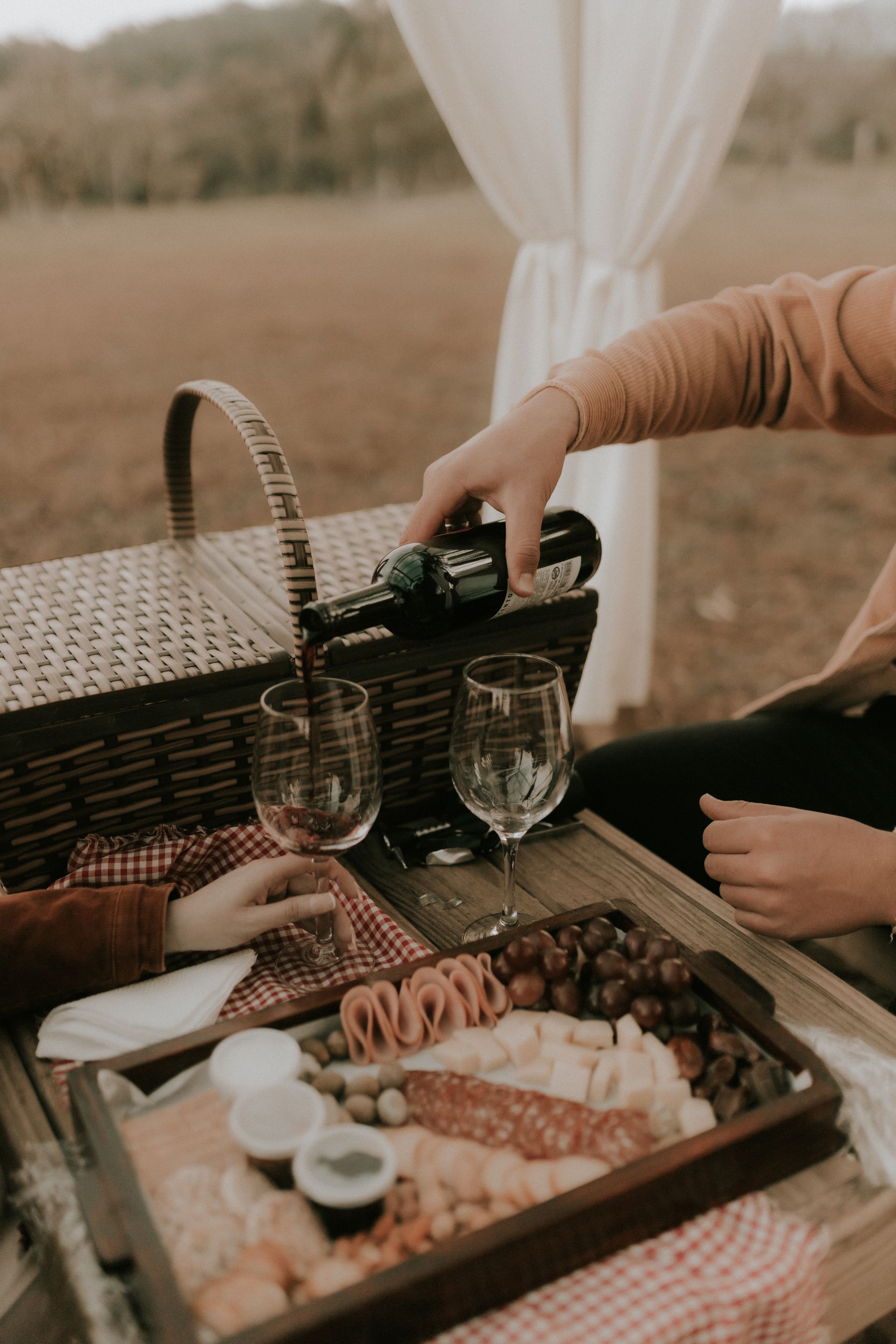 Vin rouge versé dans un verre avant une dégustation