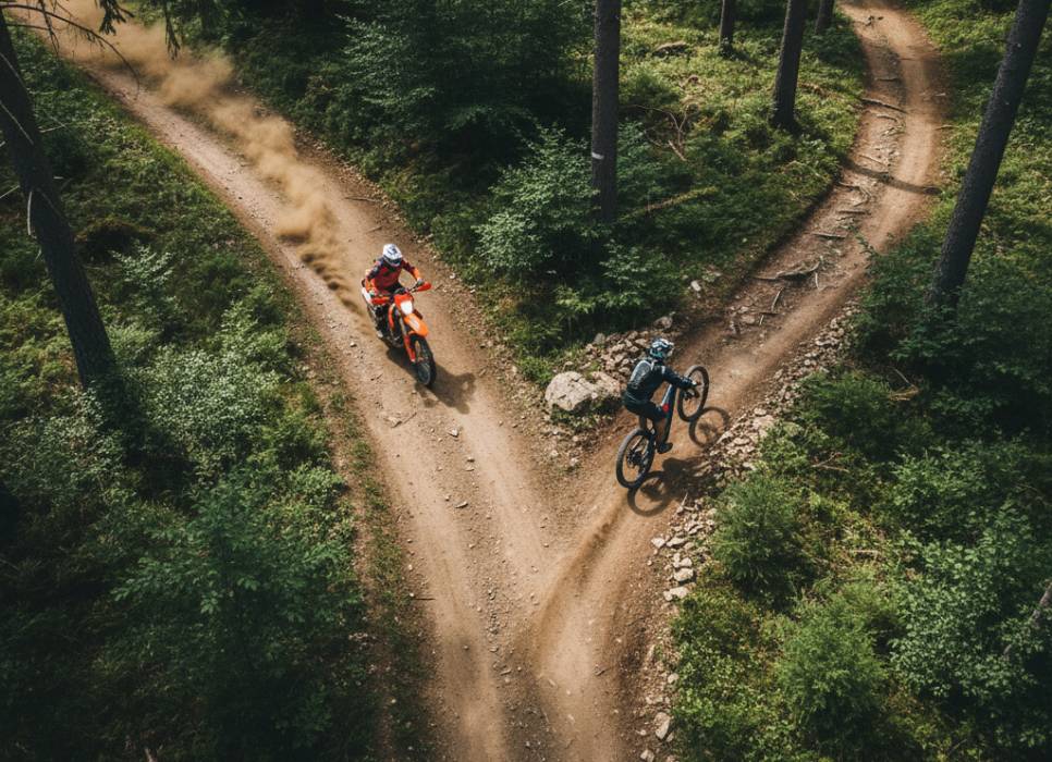 moto-enduro-vs-velo-electrique-tout-suspendus