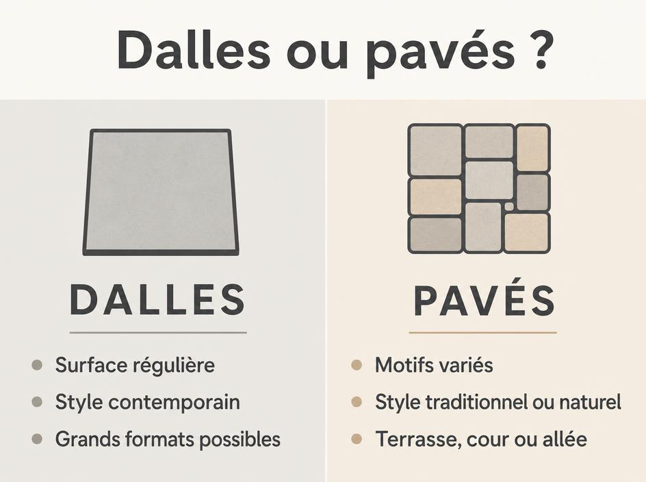 Comparatif dalles et pavés terrasse