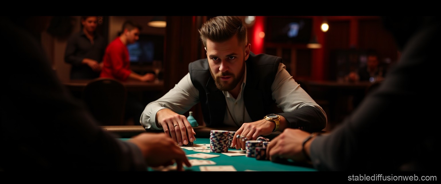 Homme à une table de poker