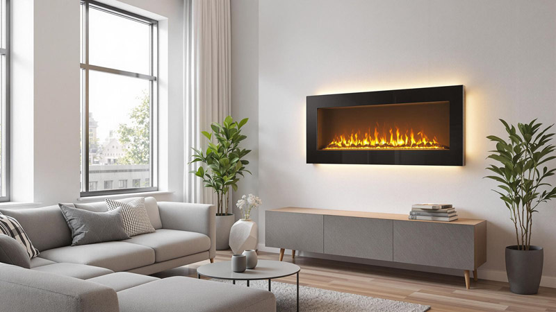 Cheminée électrique dans un salon
